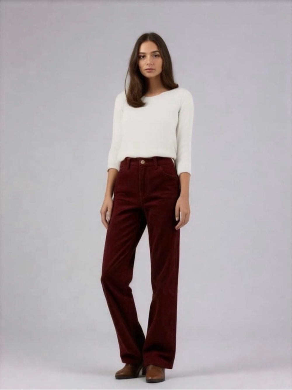 🍷 Burgundy Corduroy Flare Pants